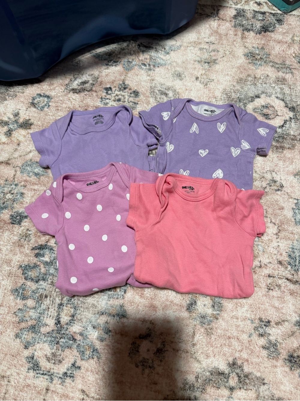 One Step Kids 4-Pack Pink & Purple Short Sleeve Bodysuits